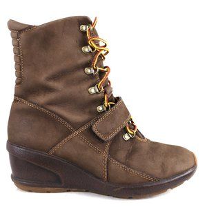 TIMBERLAND Nubuck Leather Wedge Lace Up Boots